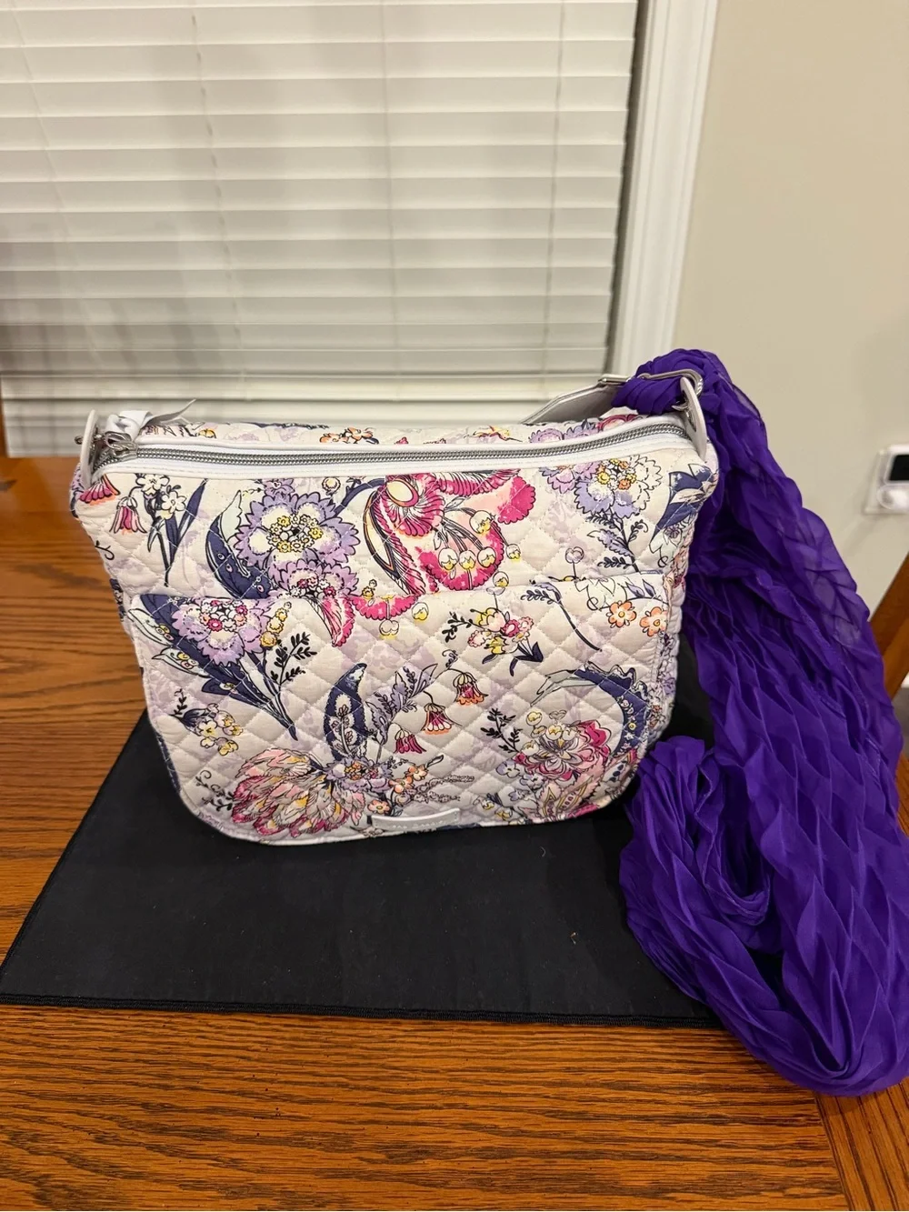 Vera Bradley Floral Quilted Crossbody and Accessory Set - White/Purple